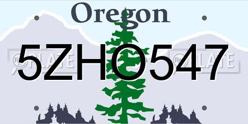 5ZHO547 Oregon License Plate