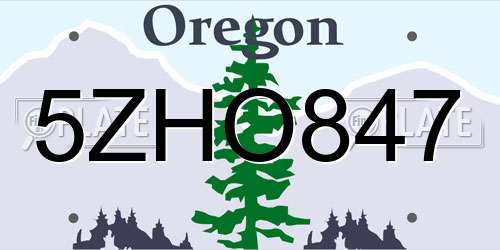 5ZHO847 Oregon License Plate