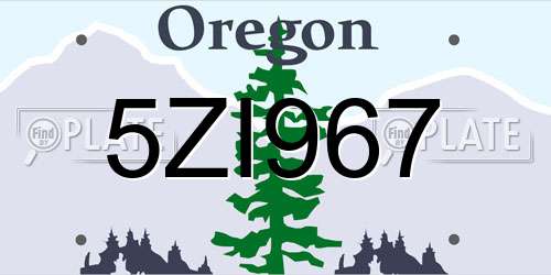 5ZI967 Oregon License Plate