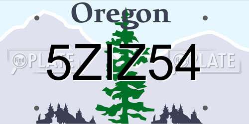 5ZIZ54 Oregon License Plate