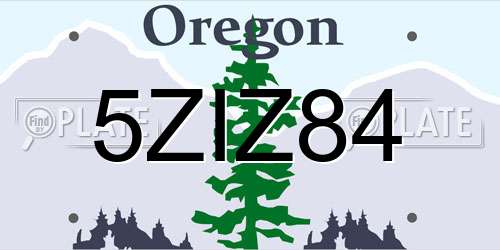 5ZIZ84 Oregon License Plate