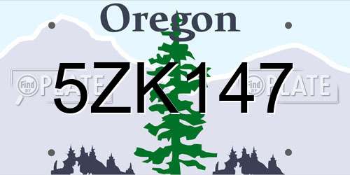 5ZK147 Oregon License Plate