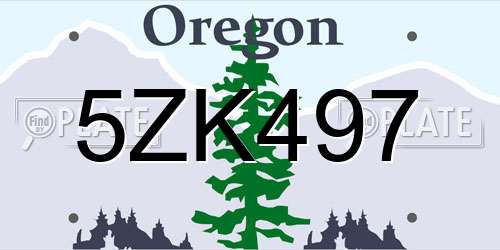 5ZK497 Oregon License Plate