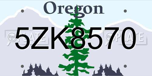 5ZK8570 Oregon License Plate
