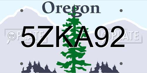 5ZKA92 Oregon License Plate