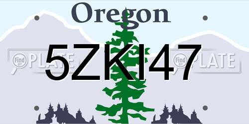 5ZKI47 Oregon License Plate
