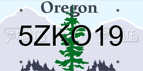 5ZKO19 Oregon License Plate