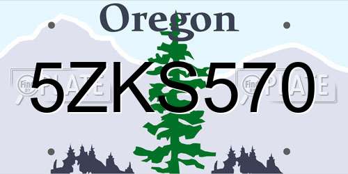 5ZKS570 Oregon License Plate