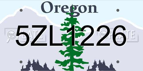 5ZL1226 Oregon License Plate