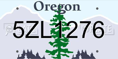 5ZL1276 Oregon License Plate