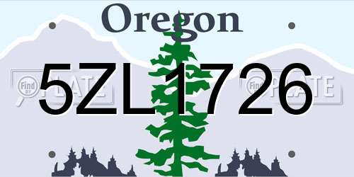 5ZL1726 Oregon License Plate