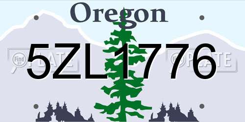 5ZL1776 Oregon License Plate