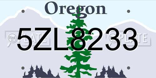 5ZL8233 Oregon License Plate