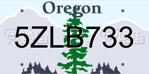 5ZLB733 Oregon License Plate
