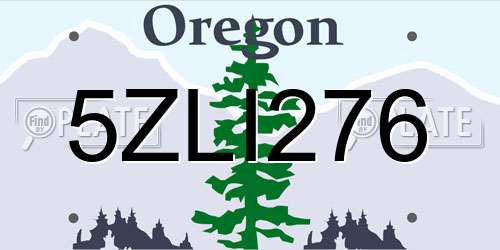 5ZLI276 Oregon License Plate