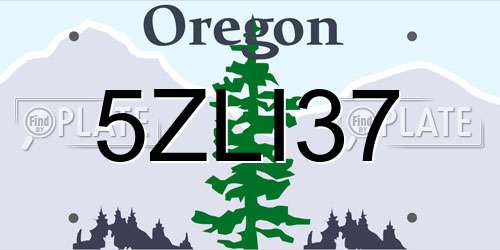 5ZLI37 Oregon License Plate