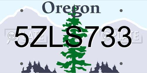 5ZLS733 Oregon License Plate