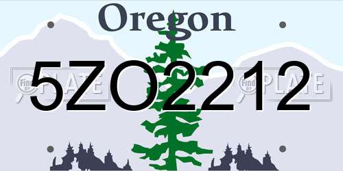 5ZO2212 Oregon License Plate