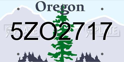 5ZO2717 Oregon License Plate
