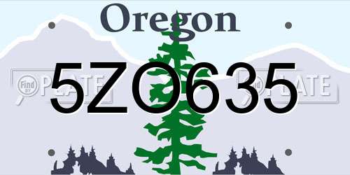 5ZO635 Oregon License Plate