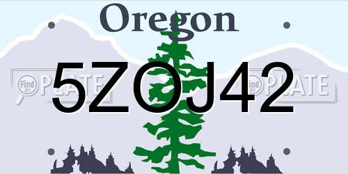 5ZOJ42 Oregon License Plate