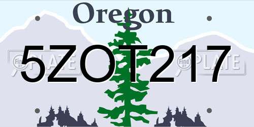 5ZOT217 Oregon License Plate