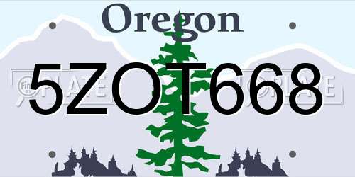 5ZOT668 Oregon License Plate