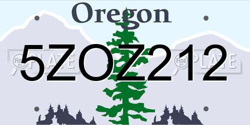 5ZOZ212 Oregon License Plate