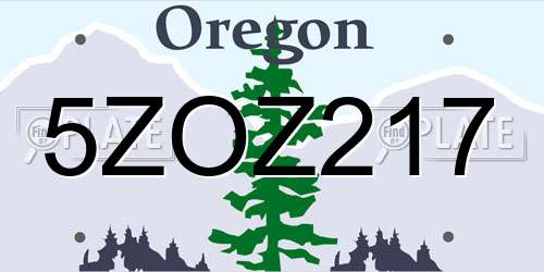 5ZOZ217 Oregon License Plate