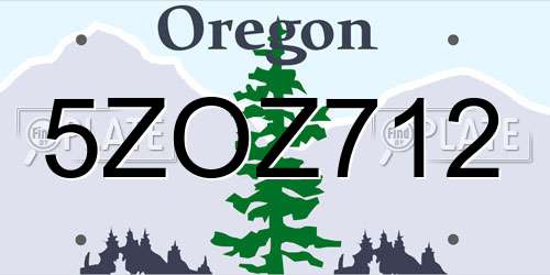 5ZOZ712 Oregon License Plate