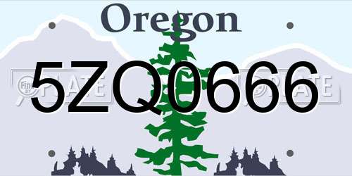 5ZQ0666 Oregon License Plate