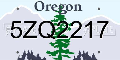 5ZQ2217 Oregon License Plate