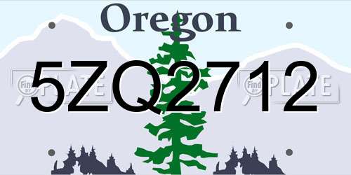 5ZQ2712 Oregon License Plate