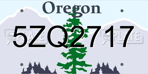 5ZQ2717 Oregon License Plate
