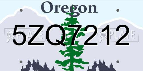 5ZQ7212 Oregon License Plate