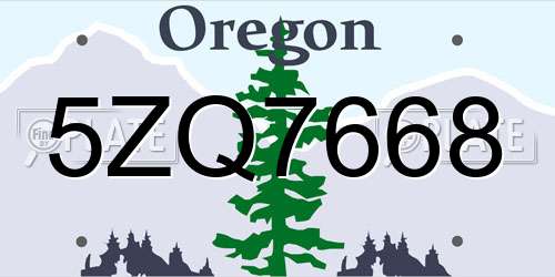 5ZQ7668 Oregon License Plate