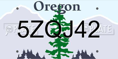 5ZQJ42 Oregon License Plate