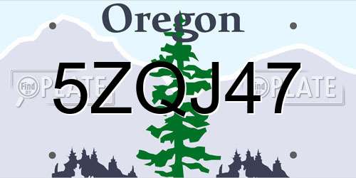 5ZQJ47 Oregon License Plate
