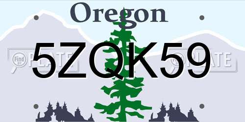 5ZQK59 Oregon License Plate