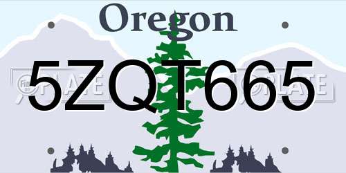 5ZQT665 Oregon License Plate