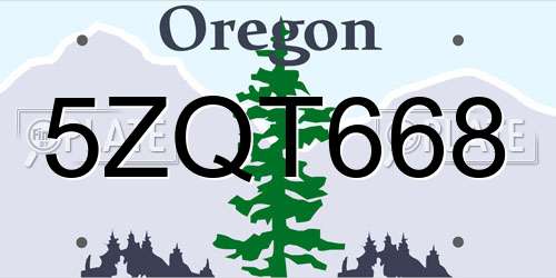 5ZQT668 Oregon License Plate
