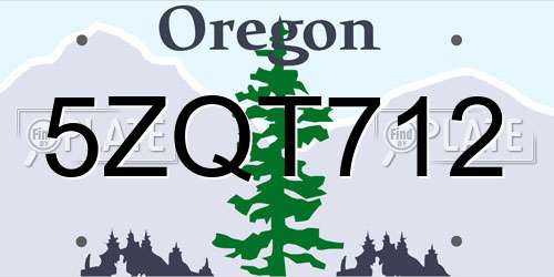 5ZQT712 Oregon License Plate