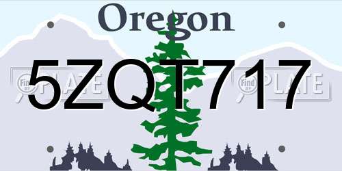 5ZQT717 Oregon License Plate