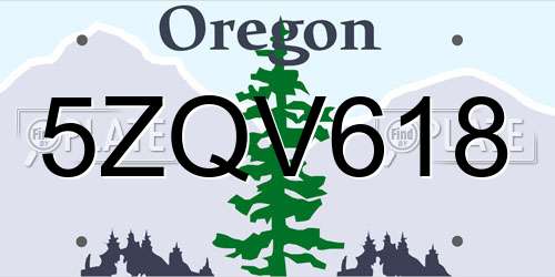 5ZQV618 Oregon License Plate