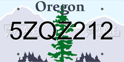 5ZQZ212 Oregon License Plate