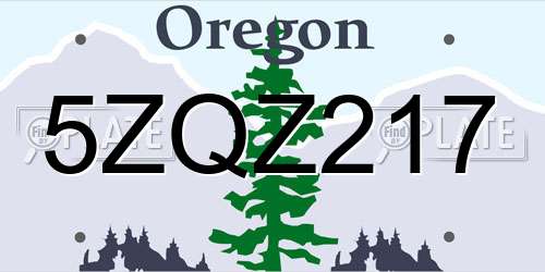 5ZQZ217 Oregon License Plate
