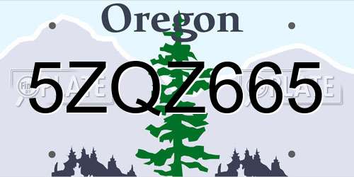 5ZQZ665 Oregon License Plate