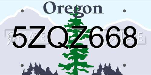 5ZQZ668 Oregon License Plate