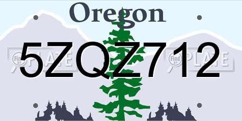 5ZQZ712 Oregon License Plate