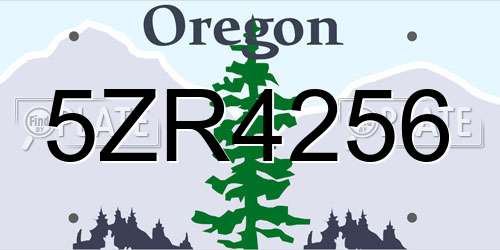 5ZR4256 Oregon License Plate